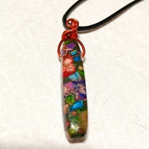 Sea sediment pendant handmade copper green purple red pink blue pink cream gem